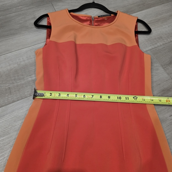 Elie Tahari Orange and Red Colorblock Midi Dress - Picture 4 of 9
